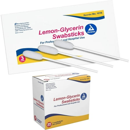 Dynarex 1216 Lemon-Glycerin Swabsticks (Packet of 3 Swabs)