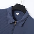 thumbnail image 4 of IWRICH Men's Quarter Zip Texture Polo Shirts Spring Summer Fashion Knit Tops Short Sleeve Dress Clothes Blue L, 4 of 9