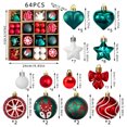 thumbnail image 4 of Bola Decorativa Juego de 64 adornos navideños para árbol con lazos, ciervos y corazones para decoración navideña. Rkxzt, 4 of 8