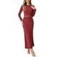 thumbnail image 1 of Conjuntos de punto de 2 piezas INSPIRE CHIC para mujer, con mangas largas, top corto, falda maxi de cintura alta estilo sirena, conjuntos de moda XL en rojo, 1 of 6