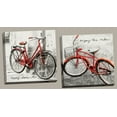 thumbnail image 1 of Inspirational Red Bicycles "Easy Does It" and "Enjoy the Ride" Set; Two 12x12in Hand-Stretched Canvases, 1 of 1