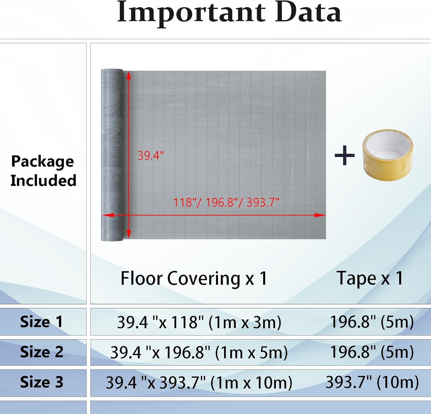Oxdigi Vinyl Flooring Roll 39.3x196 inches, PVC Leather-Like Linoleum Floor Covering with Tape, Removable- No Adhesive Backing Light Gray Wood