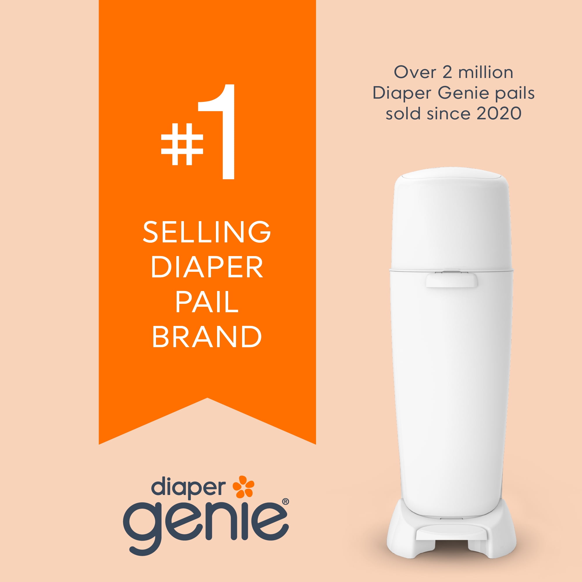 Diaper Genie Essentials Round Refills, Unscented, Holds up to 2560 Newborn Diapers, 8 Pack