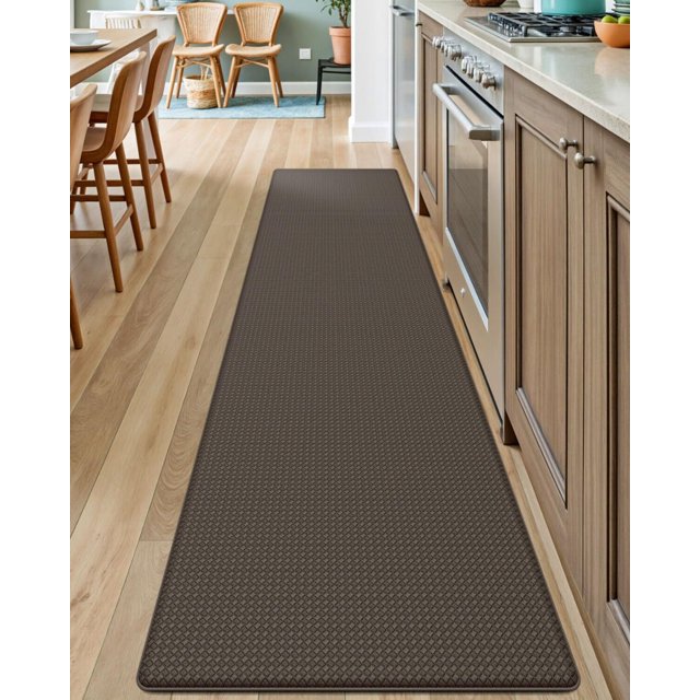 Alfombra de Cocina antifatiga, Antideslizante, Acolchada, cómoda, de pie, Impermeable, a Prueba de Aceite, fácil de Limpiar, 44x200cm, Marrón