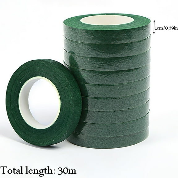 DJJGXAN 1 Rolls 0.39" Wide Dark Green Floral Tapes Paper Tape Flower Tape for Bouquet Stem Wrapping and Floral Crafts,Wedding Bouquet