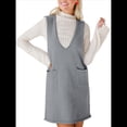 thumbnail image 2 of Vestido Corto de Punto Liso Sin Mangas con Cuello en V y Bolsillos para Mujer Gris Oscuro S, 2 of 10