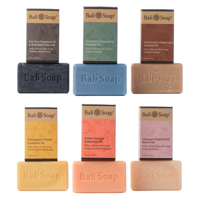Jabón Bali - Botánico tropical fresco y terroso - Barra de jabón natural con aceite esencial premium - Jabón vegano hecho a mano para el cuerpo y la cara proceso en frío a base de plantas - Barras de