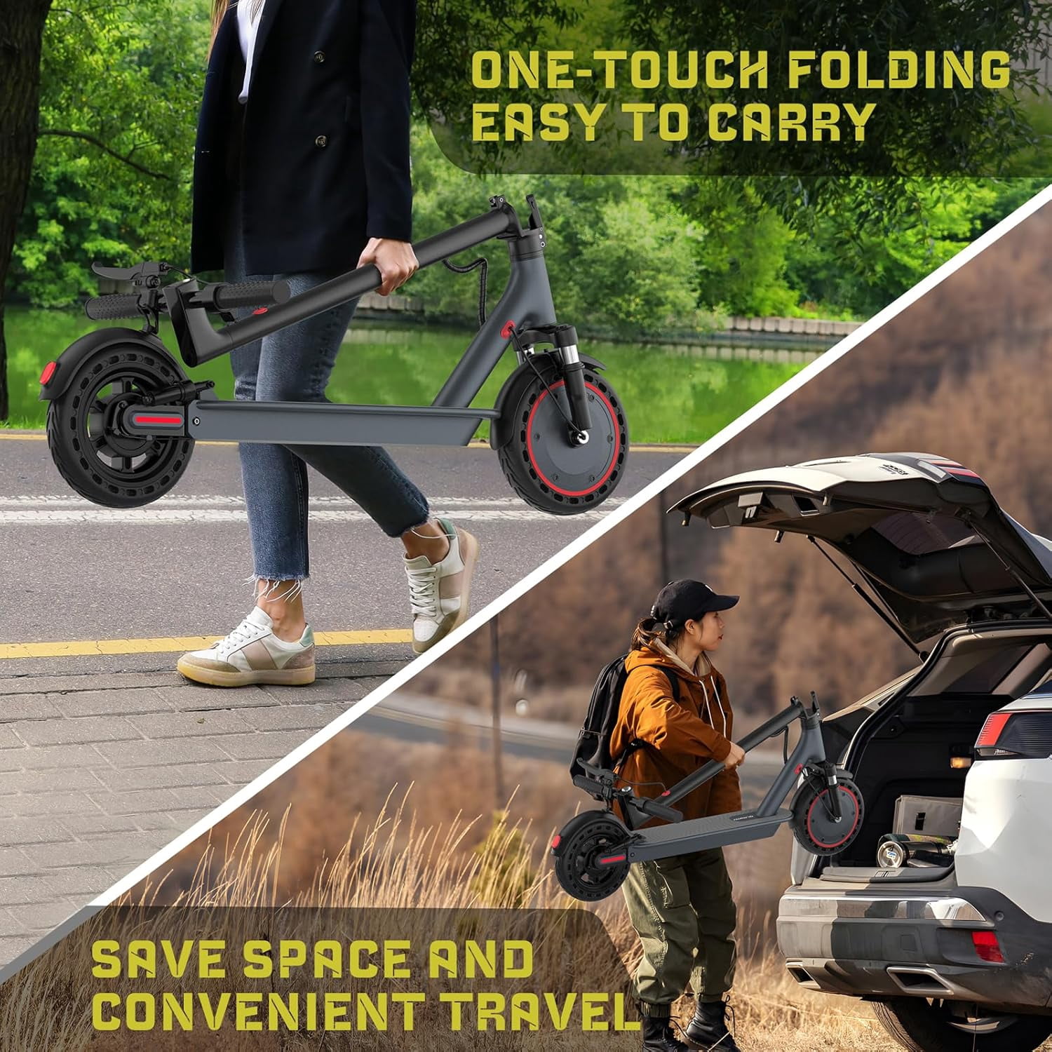 10" Electric Scooter Adults Max 22MPH Sport Escooter 500W Motor, Electric Scooter 22 Miles Range, Max Load 265 LBS/APP Control