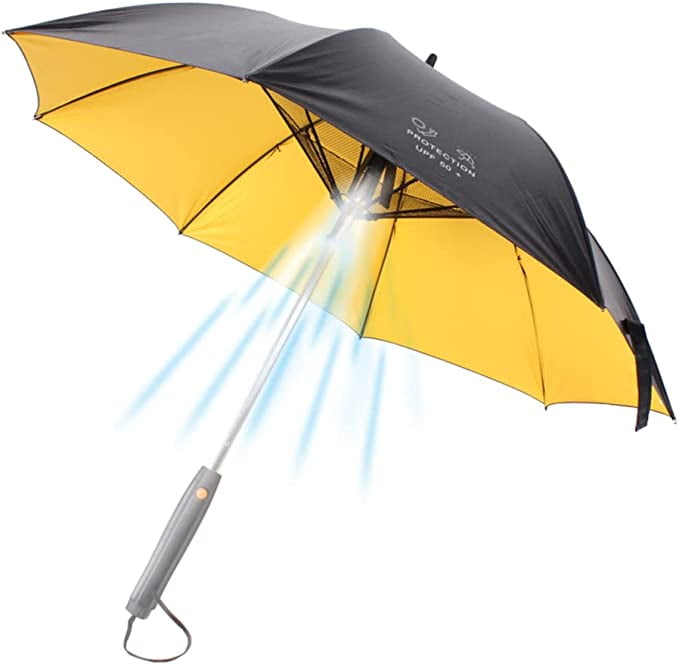 Sun Umbrella Built in Fan and Mister System, UPF 50+ Stick Umbrellas