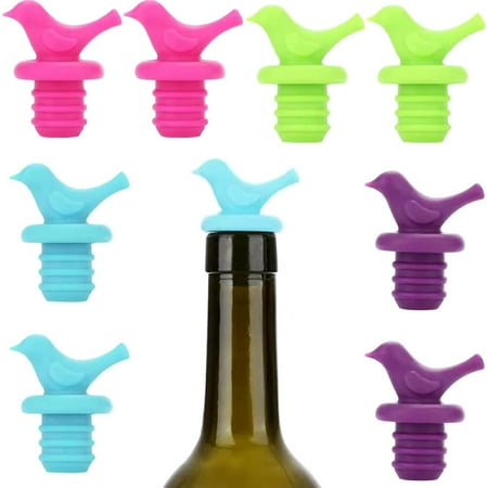 

8PCS Wine Bottle Stoppers Silicone Reusable Bottle Cap Bird Design for Home Bar Use