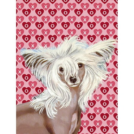 Chinese Crested Hearts Love and Valentine's Day Portrait Flag