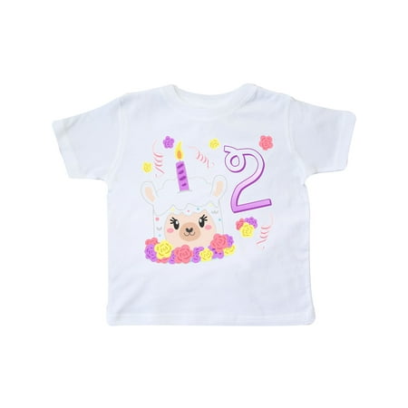 

Inktastic Second birthday- cute llama cake Gift Toddler Boy or Toddler Girl T-Shirt