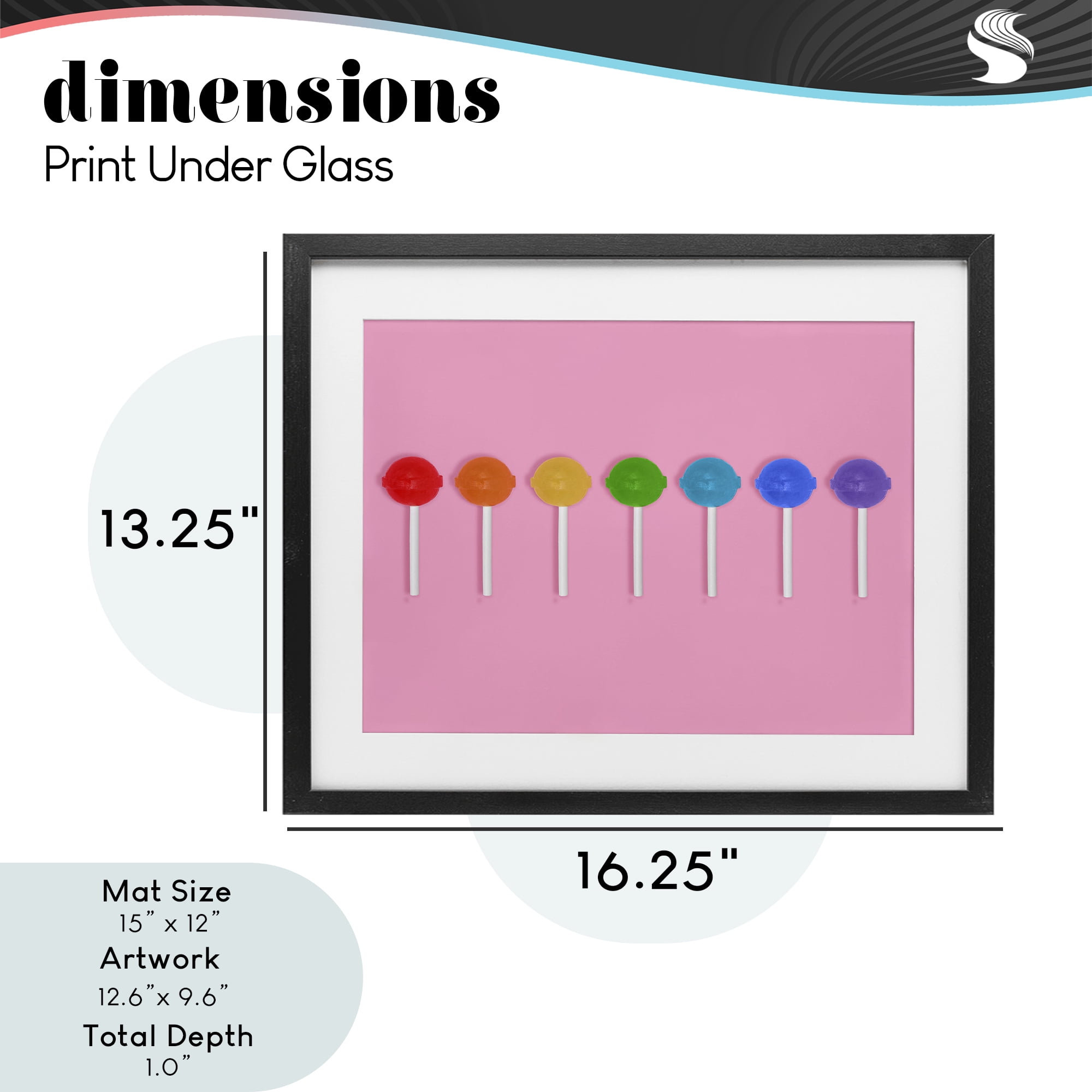 Stupell Industries Row of Rainbow Lollipops Black Framed Print Under Glass, design by LISH Creative