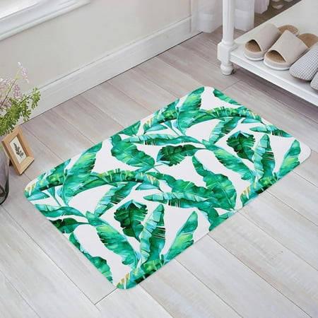 

Tropical Plants Durable Doormat Entrance Front Door Rug Shoes Mat Sponge Carpet Indoor Non Slip Floor rDoor Mats - Green Banana Leaves 20x32 Inch