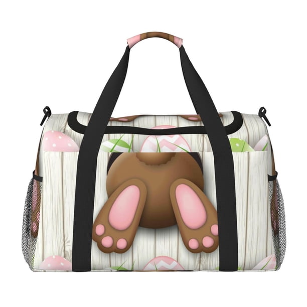 Fotbe Brown Bunny Bolsa de Viaje con Estampado, Bolsa de Fin de Semana para Mujer con Compartimento para Zapatos, Bolsa de Gimnasio con Bolsillo Húmedo