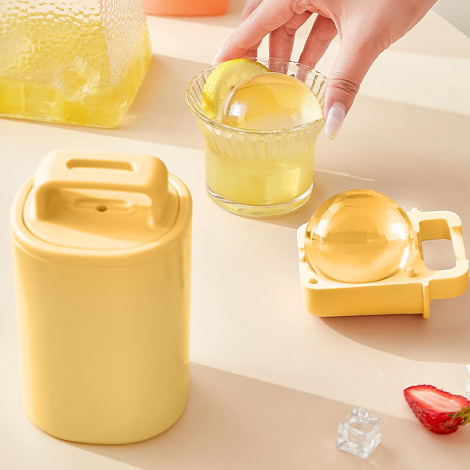 Ice Ball Maker, Silicone Sphere Tray, Round Slow Melt Ice Mold for Whiskey Cocktails Home Bar Freezer Reusable Use