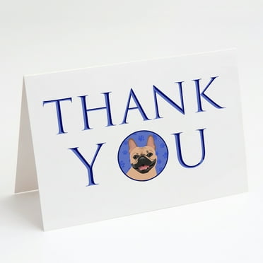 French Bulldog Fawn #2 Thank You Greeting Cards and Envelopes Pack of 8 7 in x 5 in