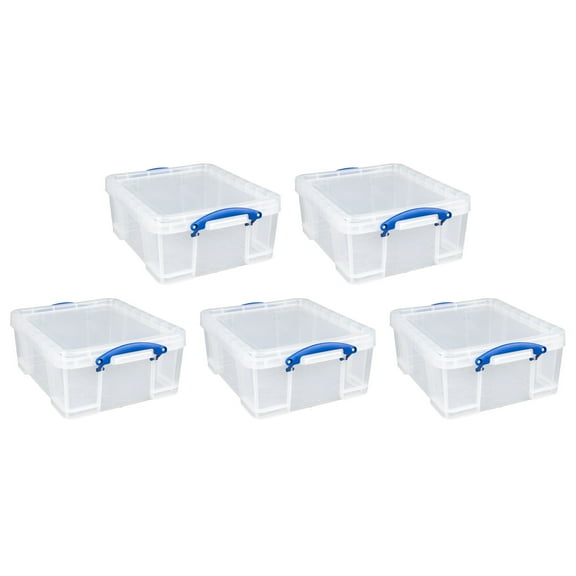 Really Useful Box 17L Storage Container w/ Lid & Clip Lock Handles (5 Pack)