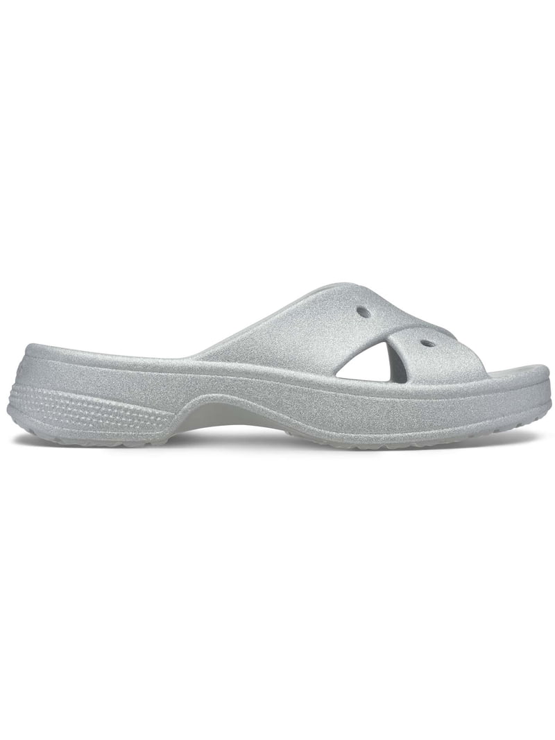 NWT Crocs Classic Crush Platform Sandals Slides Grey Glitter  Men 13 / W Size 14 Crocs Platform Unisex-Adult Classic Crush Glitter Sandal  main image 3