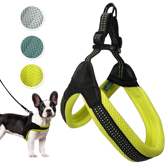 Harnais Pour Chien Sporn Easy-fit En Maille Pour Chien De Petite Taille, Harnais Jaune En Nylon Doux Sans Étranglement Pour Chien De Petite Taille Harnais De Promenade Pour Chien