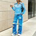 FUIALDOLG Blue Starry Ocean Pattern Lounge Sets, Mock Neck with Pockets ...