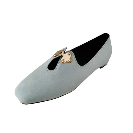 

Sentuca Women s Thick-heeled Solid Low-cut Square Headgear With Mid-mouth Single Shoes