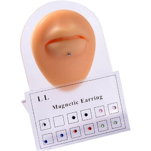 12pcs Crystal Nose Lip Ring Set Fake Ear Stud Earrings Clip on Cubic Zirconia Tragus Stainless Steel for Women Men Multicolor Non Piercing Body Jewelry-A