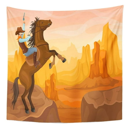 UFAEZU Colorful Mountain Western Scenery Horse Adventure American Best Boot Wall Art Hanging Tapestry Home Decor for Living Room Bedroom Dorm 51x60