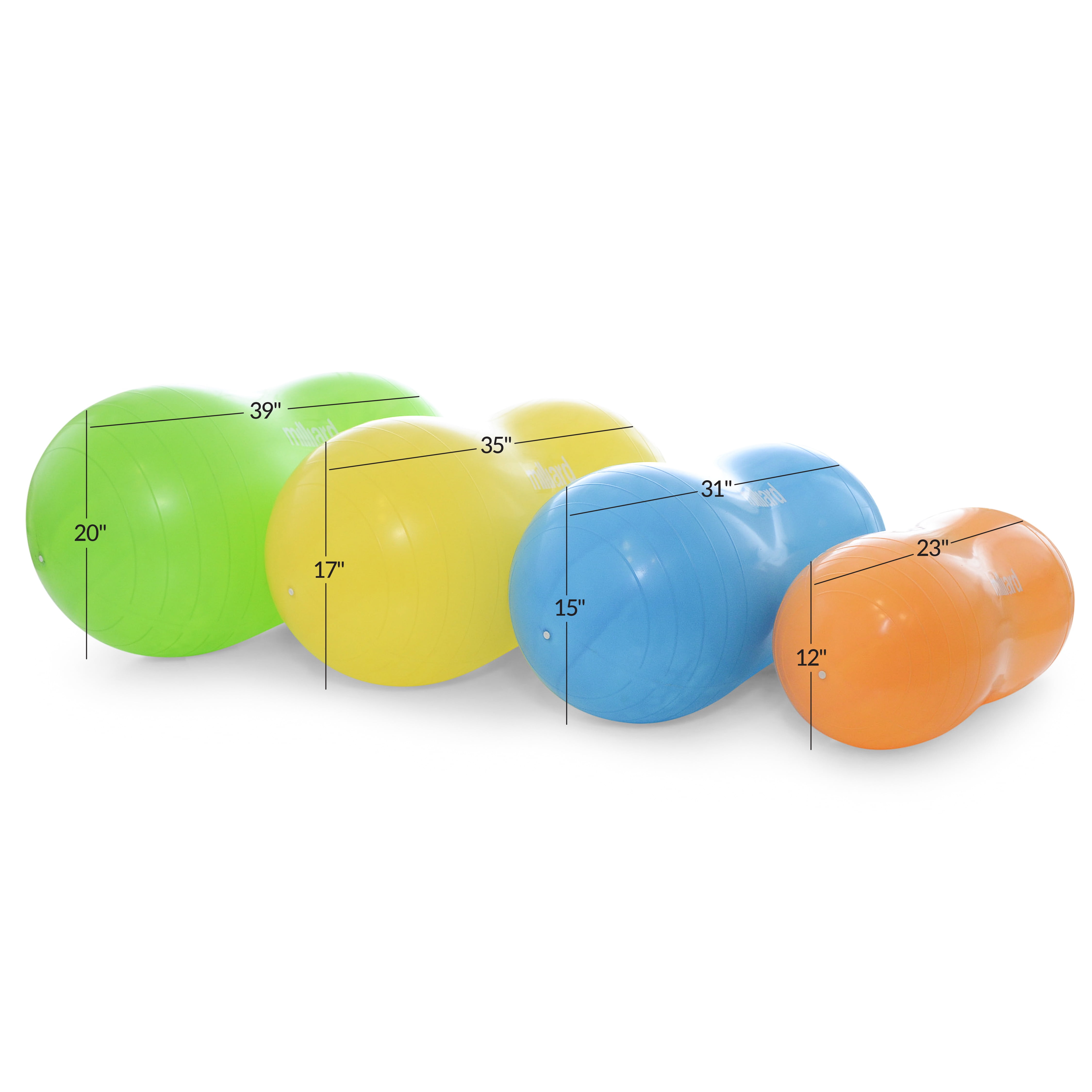 Milliard Anti-Burst Peanut Ball Approximately 31x15 80x40cm Physio Roll for and