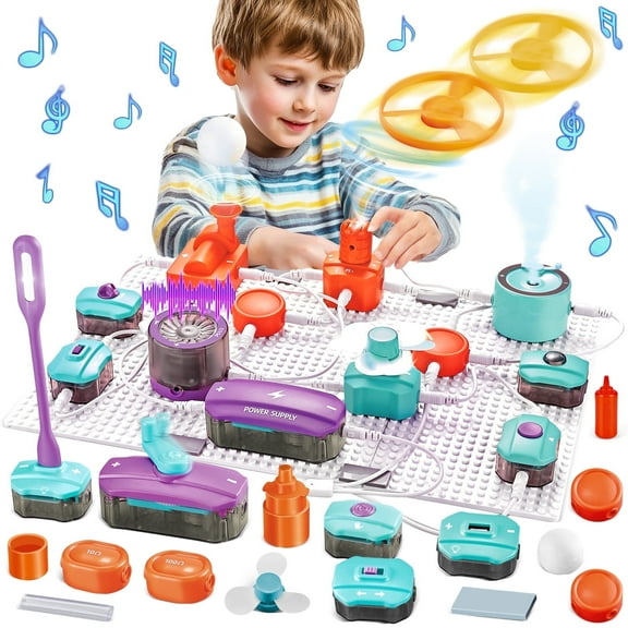 UUSUOO Circuit Board for Kids 8-12,45PCS DIY Electronics Exploration Kit with 100  Projects,Physics Science Experiments Science Kit,Stem Educational Toys Gift for Kids Ages 5-7 8-12