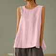 thumbnail image 2 of Floleo Natural Cotton Linen Tank Tops for Women Scoop Neck Solid A-Line Work Tops Casual Cami Sleeveless Camisole Blouses Summer Basic Tank Shirt, 2 of 6