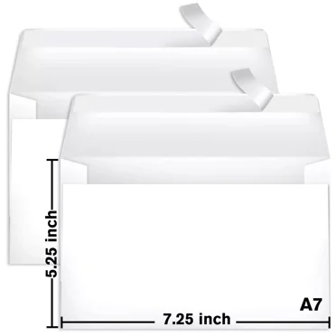 White A7 Invitation Envelopes 5 1/4 x 7 1/4 Self Seal Envelopes 5.25x7.25 Inch 50 Per Pack for 5x7 Photos,Cards