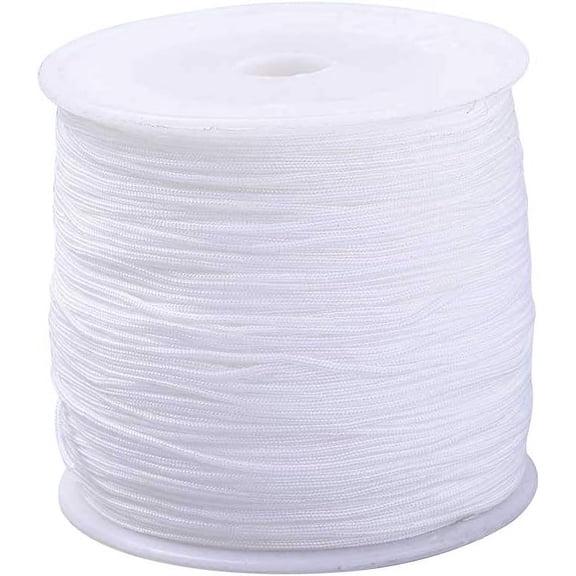 1 Roll About 109 Yards Nylon Jewelry Thread Cord 0.8mm Chinese Knotting Beading Cord for DIY Jewellery Making Macrame Kumihimo Shamballa Bracelet - White