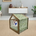 thumbnail image 3 of Vine Pet House, Botany Pattern with Creeper Leaves and Blooming Berries on Branches, Outdoor & Indoor Portable Dog Kennel with Pillow and Cover, 5 Sizes, Apple Green White, by Ambesonne, 3 of 5
