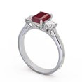 thumbnail image 1 of 1.50 Ct Emerald Cut Real Diamond Red Ruby Gemstone Shiny Three Stone Ring for Wedding 14K White Gold Size 6, 1 of 7