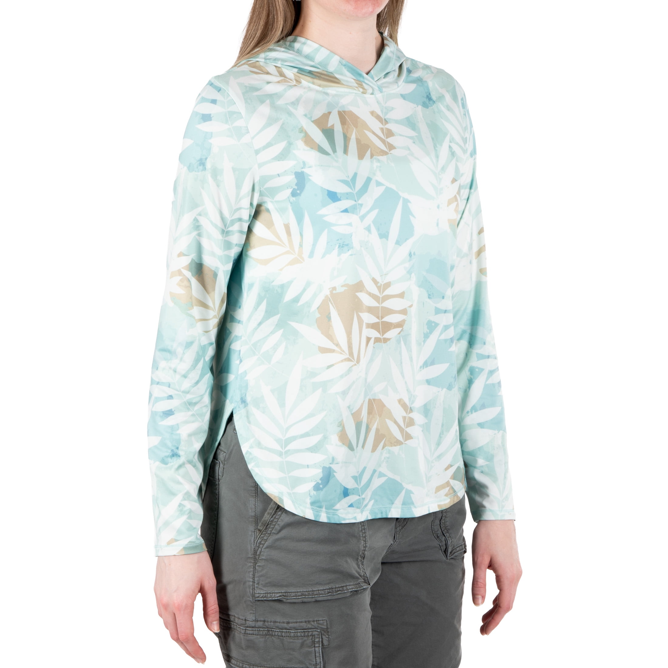 Realtree Women's Long Sleeve Performance Fishing Hoodie, Sea Spray, 2XL