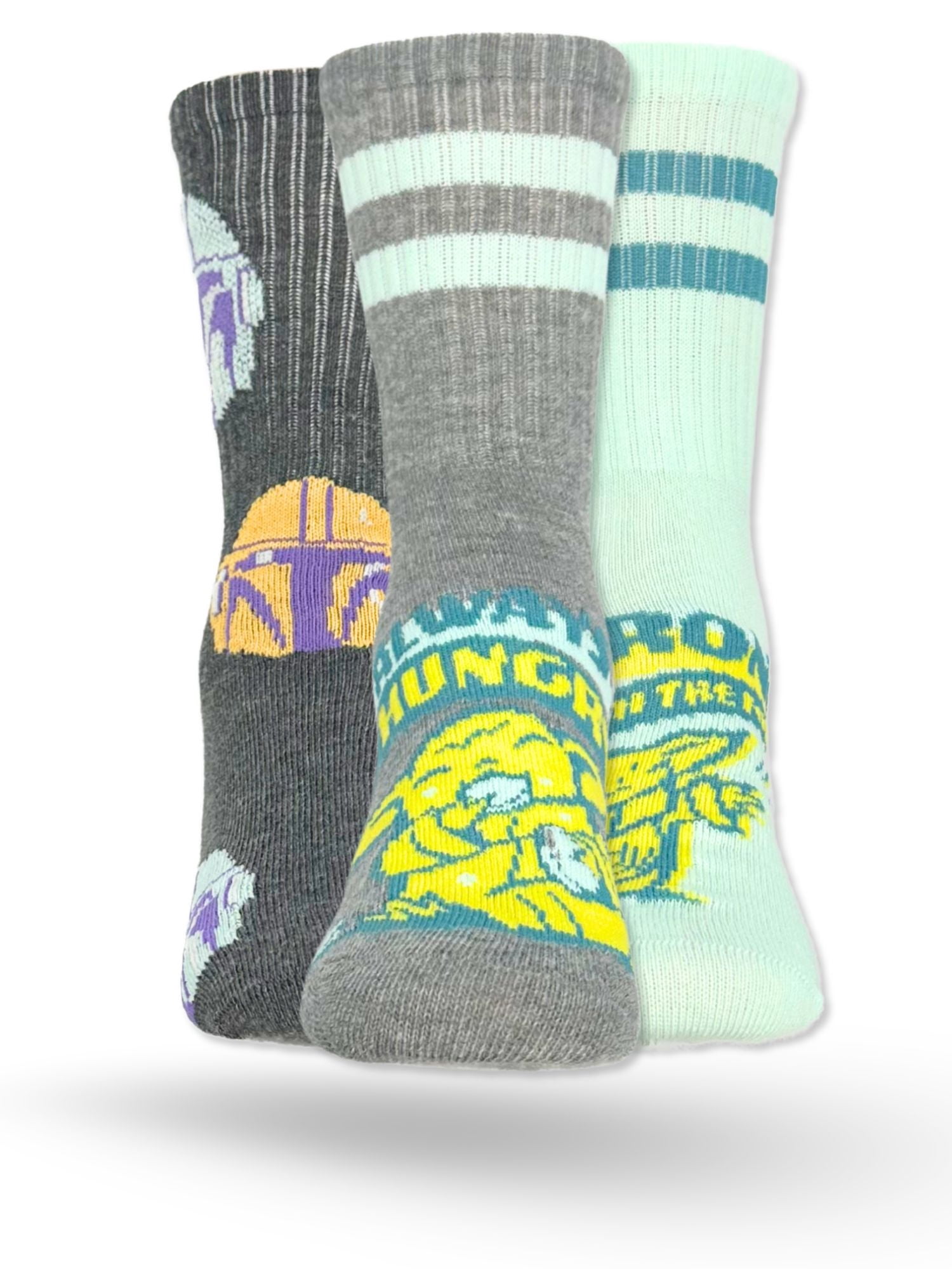 Star Wars the Mandalorian & Grogu Boys Mid-Crew Socks, 3-Pack, Sizes S/M-M/L
