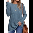 thumbnail image 1 of Camisas de Larga para Mujer, Blusas Holgadas de Cuello Redondo, Elegantes, Informales, para Otoño e Invierno. Azul XXL, 1 of 5