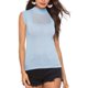 thumbnail image 4 of Top de punto elegante sin mangas con parches en perspectiva azul para citas nocturnas, talla M, 4 of 8