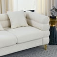thumbnail image 6 of 81 Inch Oversized 3 Seater Sectional Sofa Ivory Teddy Fabric Deep Seating Sofa with 3 Pillows for Living Room Office, 6 of 8