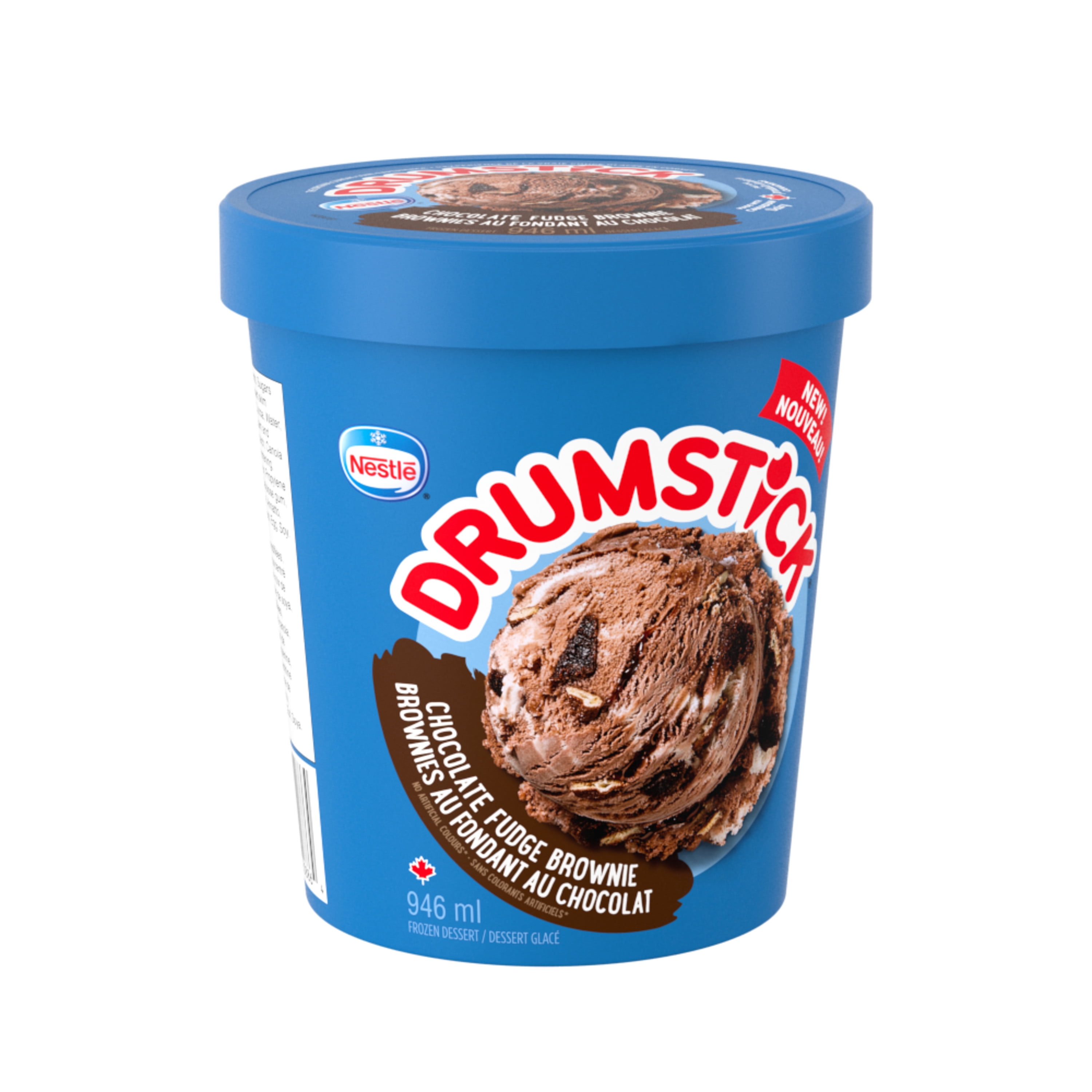 Chocolate Fudge Brownie, Creamy Frozen Dessert, Chocolatey Ripple, Rich Brownie Pieces, Chocolatey-covered Wafer Pieces, Crafted in Canada, Made With Canadian Dairy
