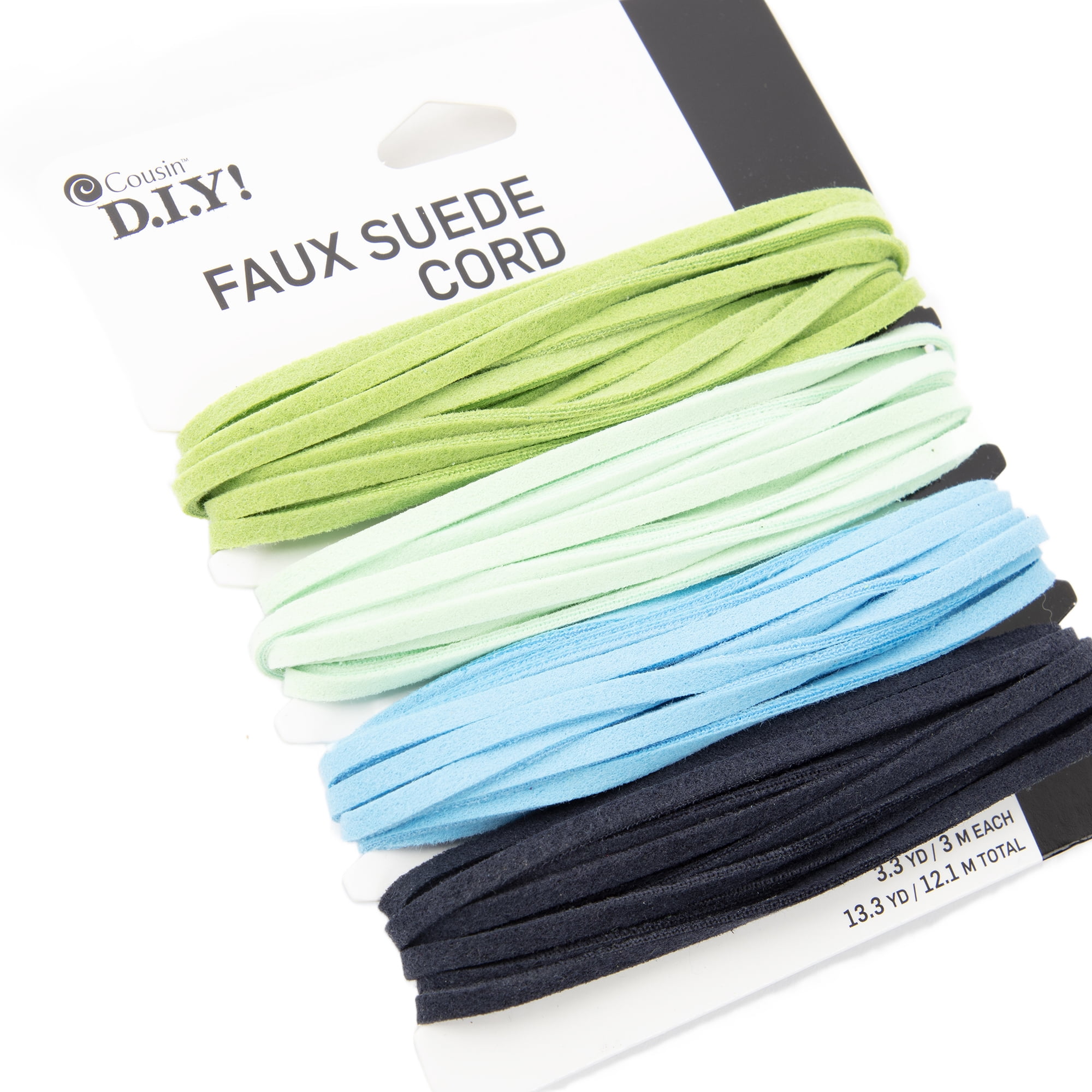 (2 pack) Cousin DIY Faux Suede Cord String, Jewelry Making, 4 Piece Roll, 13.3 yd, Blue & Green