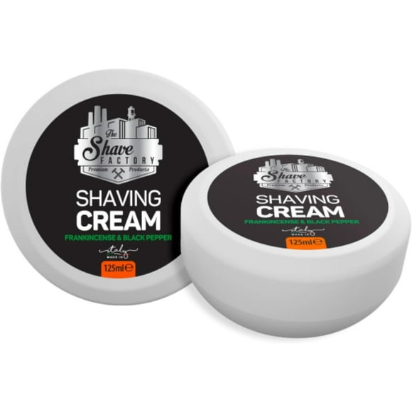 The Shave Factory Shaving Cream - Men's Shave Cream, Shaving Cream Suitable for All Skin Types, Made in Italy - 125ml (4.22 Fl. Oz) Frankincense & Black Pepper