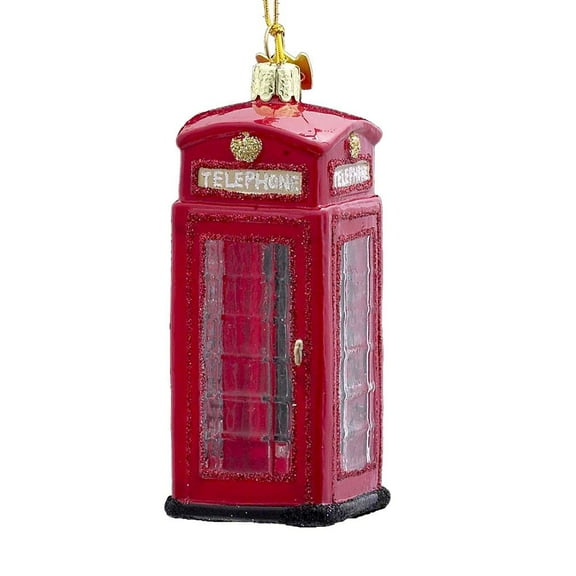 Kurt Adler 4-Inch Noble Gems Glass British Red Phone Booth Christmas Ornament – Holiday Décor