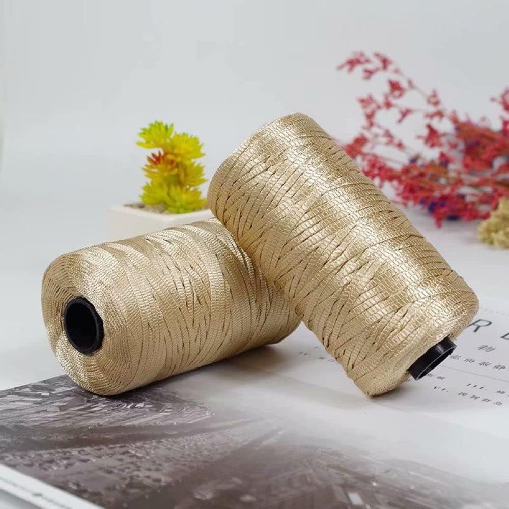 NANAHuang 3 Rolls Crocheting Yarn Cord Polyester Crochet Yarn 2.0mm Cord Thin Ice Cotton Thread Handmade Craft Yarn for Hand Knitting Bag Hat Shoes (Beige)