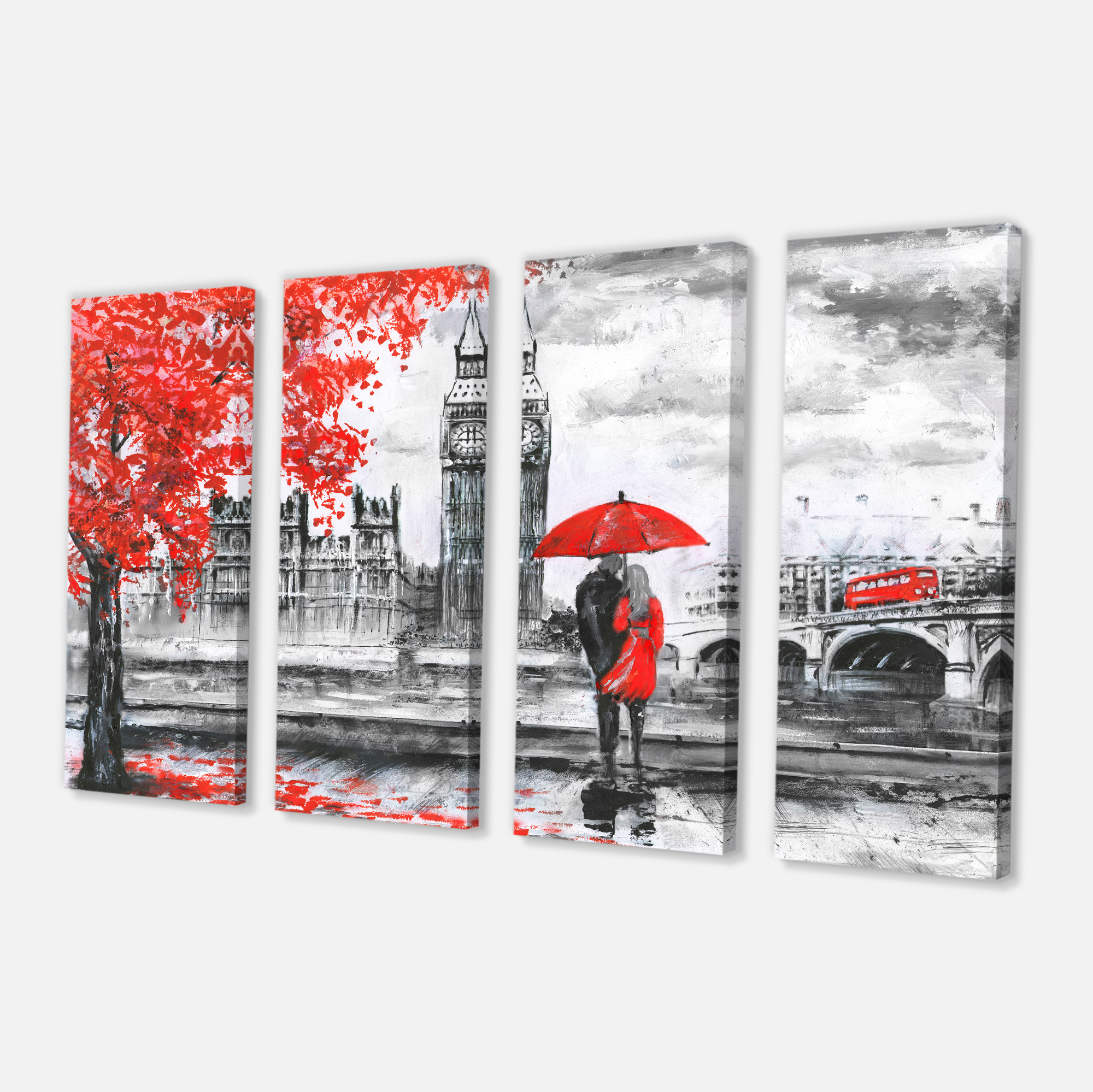 Designart 'Couples Walking in Paris ' Landscape Canvas Art Print