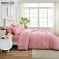 thumbnail image 5 of YEPCLUB Pink Queen Size Pintuck 7-Piece Comforter Set, Pinch Pleat Bed in a Bag, All Season Down Alternative Bedding Set with Comforter, Sheets, Pillowcases & Shams, 5 of 7