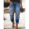 thumbnail image 3 of Women's Plus Size Mid-Waist Straight Leg Ripped Denim Jeans Long Pants, 3 of 3