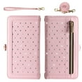 thumbnail image 4 of Asuwish Phone Case for Google Pixel 7A 5G 2023 Zipper Wallet Detachable Cell Cover with Tempered Glass Screen Protector Crossbody Lanyard Strap Bling Glitter Flip Card Holder Slot Pixel7A A7 Pink, 4 of 7