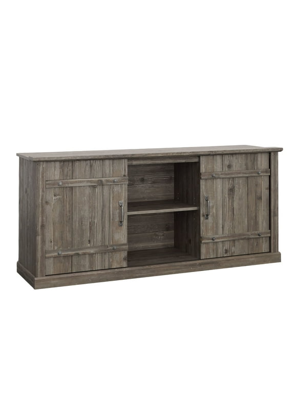 Sauder Select Engineered Wood Entertainment Credenza in Pebble Pine/Brown